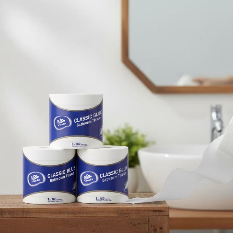 Vinda Classic Blue 3-Ply Bathroom Tissue, 100% Virgin Wood Pulp Toilet Paper, Soft & Strong, No Lint Shedding, Septic Safe, 180g/Roll, 10 Rolls Pack