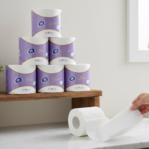 VINDA 4D Deluxe 4-Ply Ultra Soft Toilet Paper, 100% Virgin Wood Pulp Toilet Paper, Soft & Strong, No Lint Shedding, Septic Safe Bath Tissue for Home Bathroom, 10 Rolls Pack