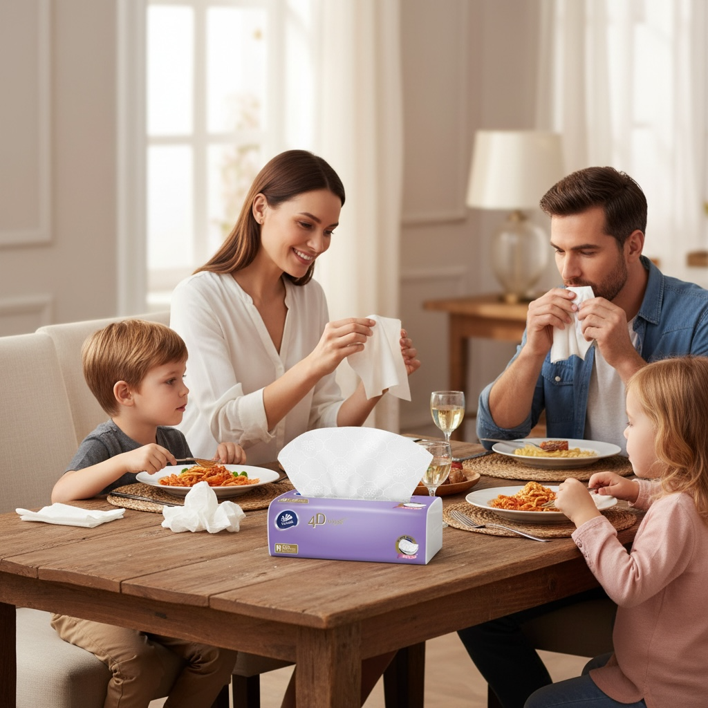 Vinda 4D Deluxe Ultra Soft Facial Tissue (5 Packs) – 3-Ply Thick & Durable For Long-lasting Use, 100 sheets, Lint-Free, Virgin Wood Pulp, Strong Absorbency, Skin-Friendly on Skin, No Fluorescent Additives – for Home, Car, Travel & Office Use