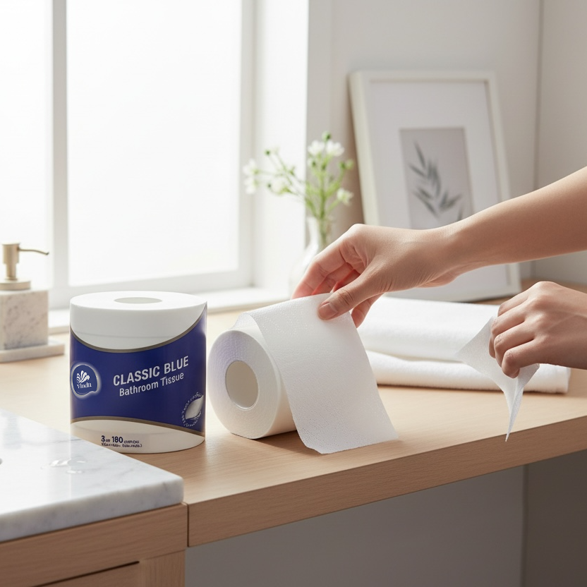 Vinda Classic Blue 3-Ply Bathroom Tissue, 100% Virgin Wood Pulp Toilet Paper, Soft & Strong, No Lint Shedding, Septic Safe, 180g/Roll, 10 Rolls Pack