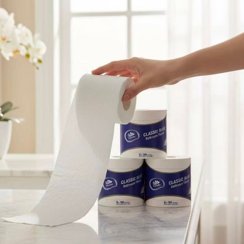 Vinda Classic Blue 3-Ply Bathroom Tissue, 100% Virgin Wood Pulp Toilet Paper, Soft & Strong, No Lint Shedding, Septic Safe, 180g/Roll, 10 Rolls Pack