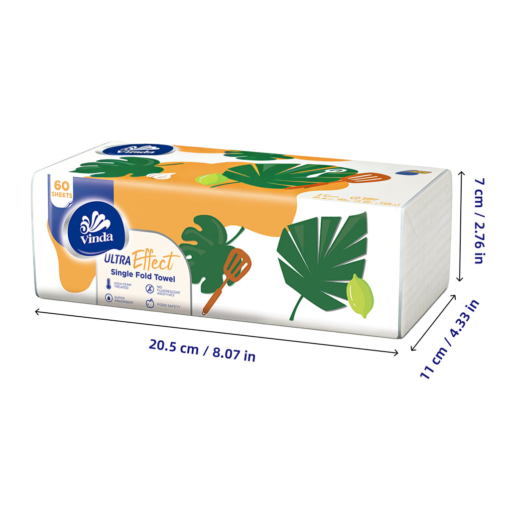 3-Ply Kitchen Paper Towels 360 Sheets (6PACK) – Ultra Absorbent Household Paper Towel, Thick Single Fold Kitchen Cleaning Paper, Strong & Durable Daily Use