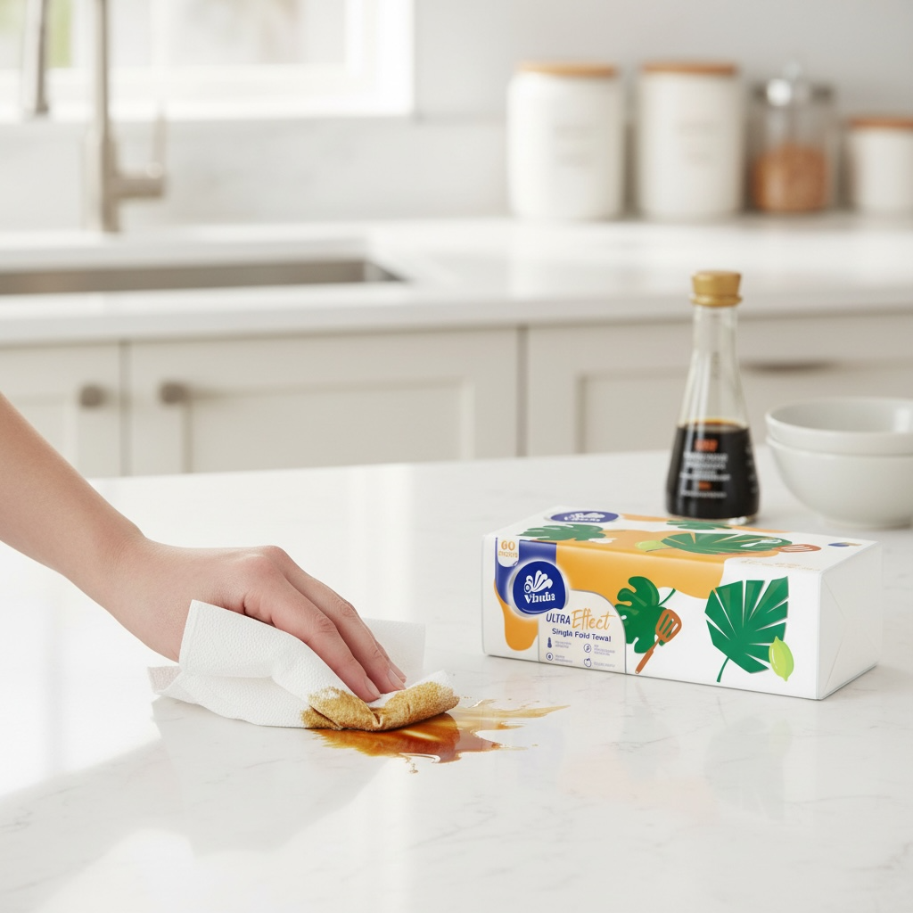 3-Ply Kitchen Paper Towels 360 Sheets (6PACK) – Ultra Absorbent Household Paper Towel, Thick Single Fold Kitchen Cleaning Paper, Strong & Durable Daily Use