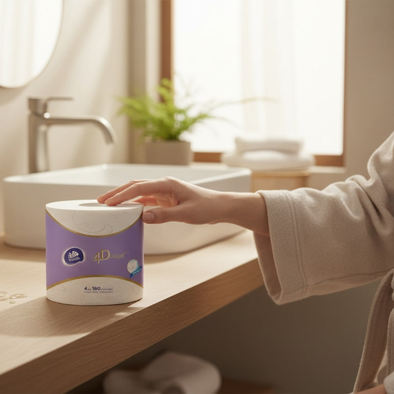 VINDA 4D Deluxe 4-Ply Ultra Soft Toilet Paper, 100% Virgin Wood Pulp Toilet Paper, Soft & Strong, No Lint Shedding, Septic Safe Bath Tissue for Home Bathroom, 10 Rolls Pack