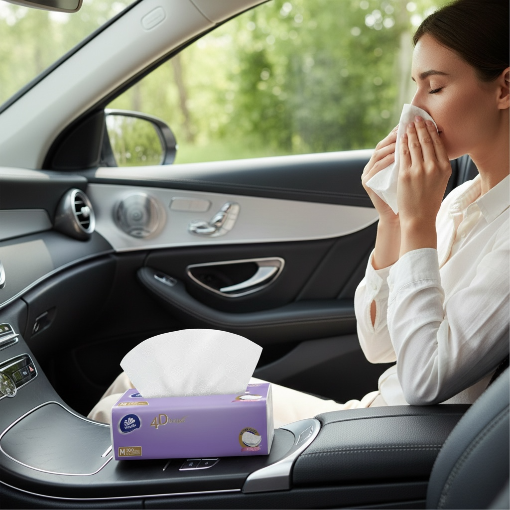 Vinda 4D Deluxe Ultra Soft Facial Tissue (5 Packs) – 3-Ply Thick & Durable For Long-lasting Use, 100 sheets, Lint-Free, Virgin Wood Pulp, Strong Absorbency, Skin-Friendly on Skin, No Fluorescent Additives – for Home, Car, Travel & Office Use