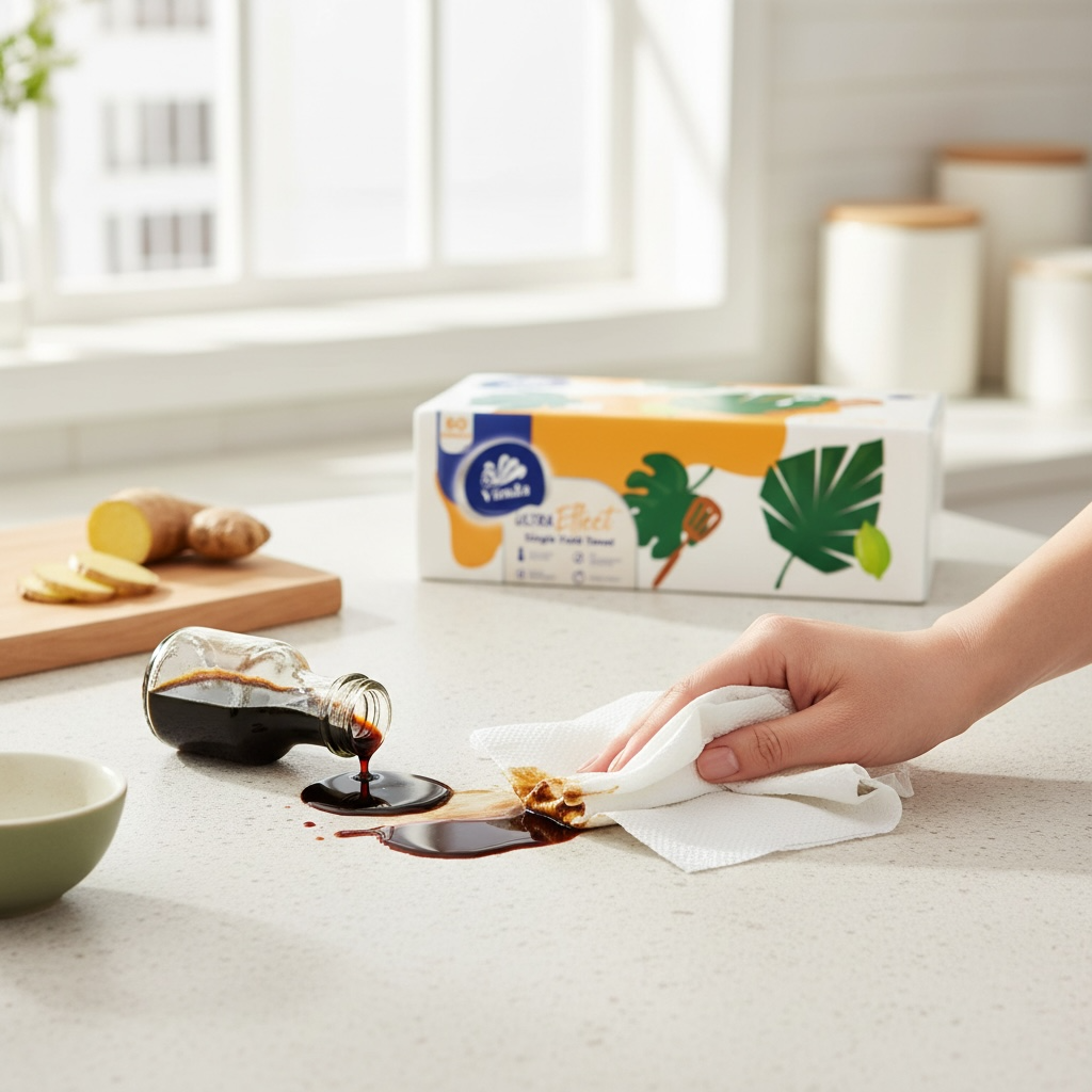 3-Ply Kitchen Paper Towels 360 Sheets (6PACK) – Ultra Absorbent Household Paper Towel, Thick Single Fold Kitchen Cleaning Paper, Strong & Durable Daily Use